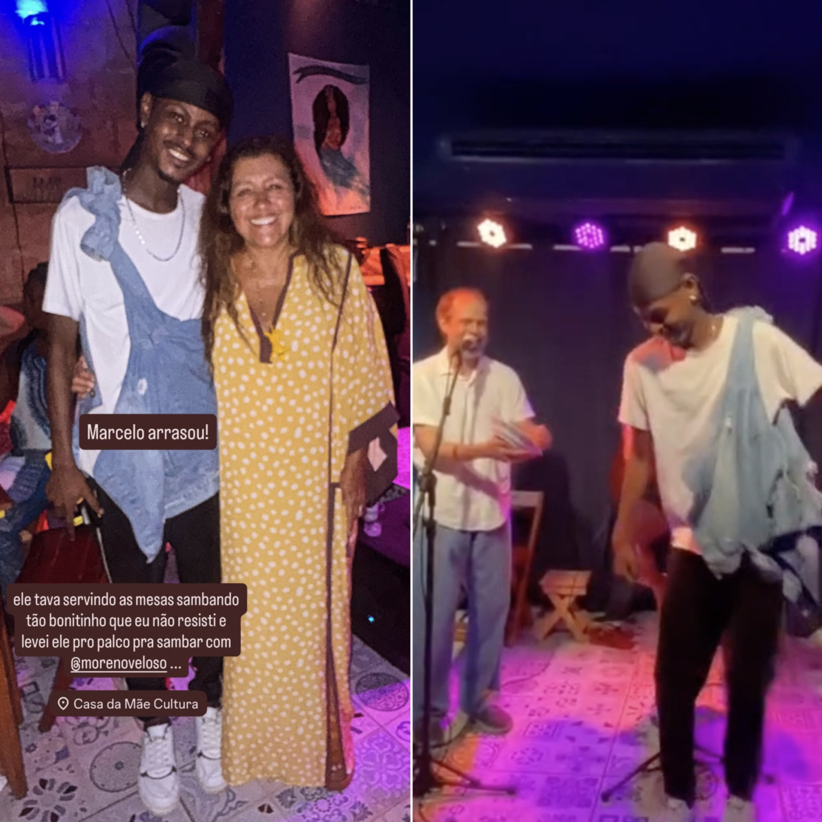 Garçom rouba a cena e samba no palco em show de Moreno Veloso no Rio Vermelho