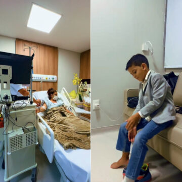 Internada, Mara Maravilha compartilha momento de carinho com o filho no hospital