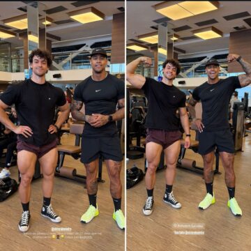 Encontro de gigantes: Filho de Xanddy e Carla Perez treina com Léo Santana em Salvador