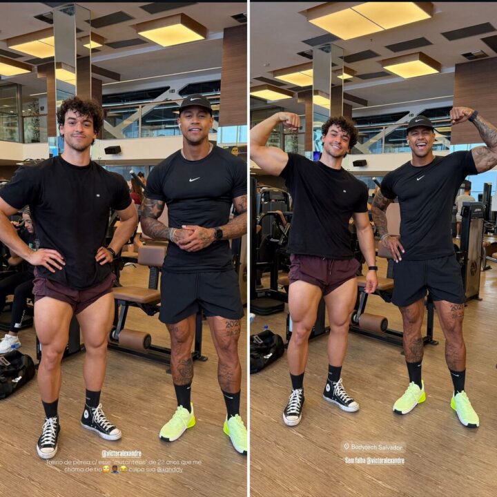 Encontro de gigantes: Filho de Xanddy e Carla Perez treina com Léo Santana em Salvador