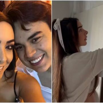 Filho de Zezé Di Camargo mostra esposa grávida conferindo decoração do quarto do bebê