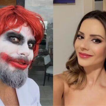 Namorado da Sandy curte bloquinho de maquiagem e peruca