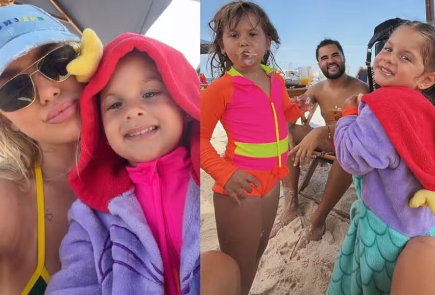 Após estreia no Carnaval, Virginia Fonseca curte praia com as filhas: ‘Dia de curtir’