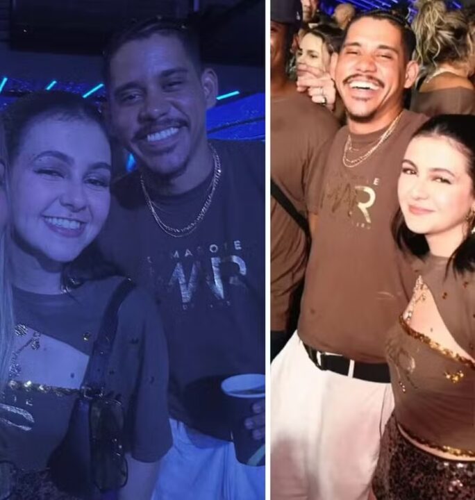 Novo casal, Klara Castanho e Cauê Campos curtem Carnaval juntos na Sapucaí