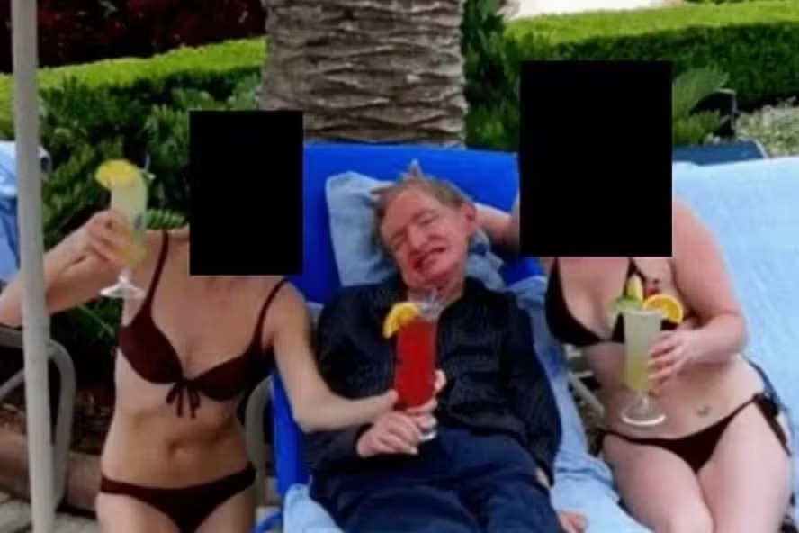 Stephen Hawking aparece nos arquivos de Epstein cercado de mulheres de biquíni