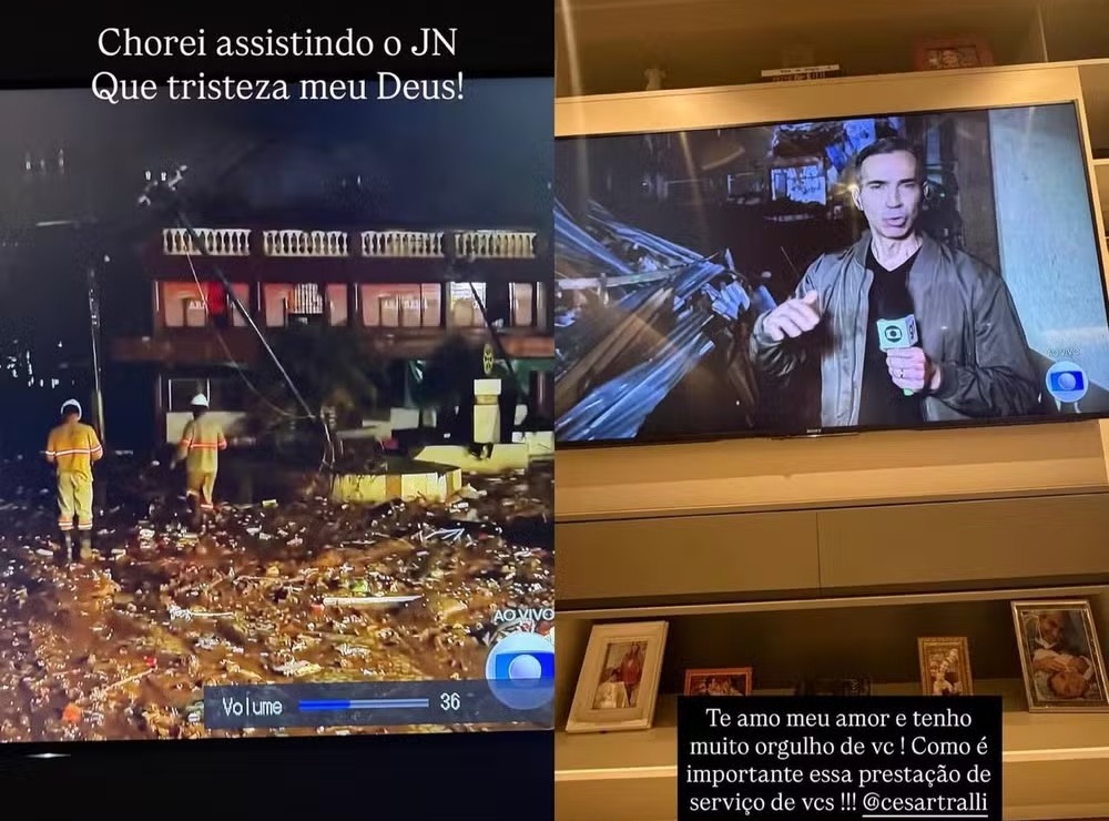 Ticiane Pinheiro elogia César Tralli por cobertura de tragédia em Minas Gerais: ‘Orgulho’