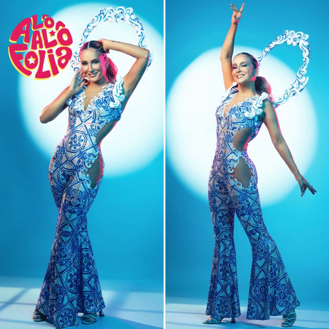 Claudia Leitte desfila com look inspirado em azulejos no Carnaval de Salvador