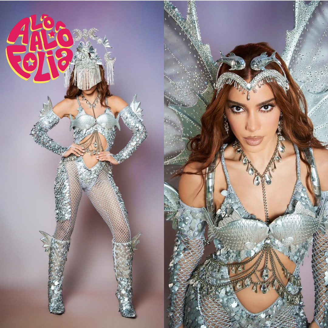 Anitta encarna Peixes em fantasia prateada para o Carnaval de Salvador