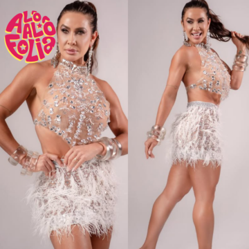 Scheila Carvalho aposta em look com brilho e plumas para último dia do Carnaval de Salvador