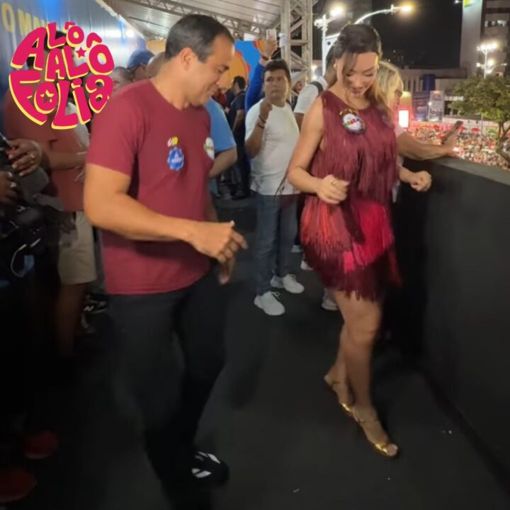 No Carnaval, Bruno Reis cai no samba ao lado da esposa, Rebeca Cardoso: ‘No sapatinho’