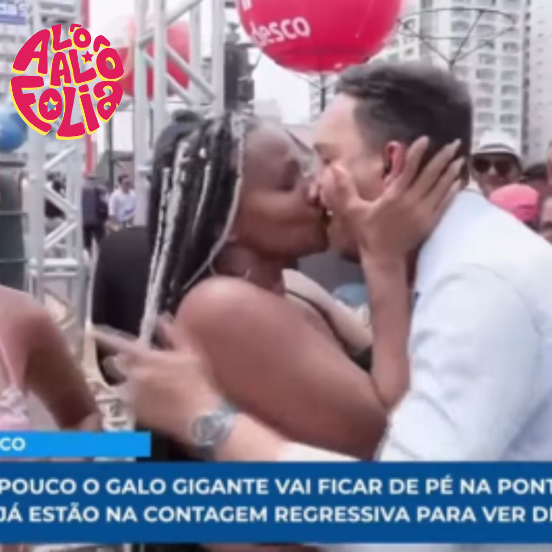 Repórter de TV ganha beijão de foliã durante cobertura de Carnaval; veja vídeo