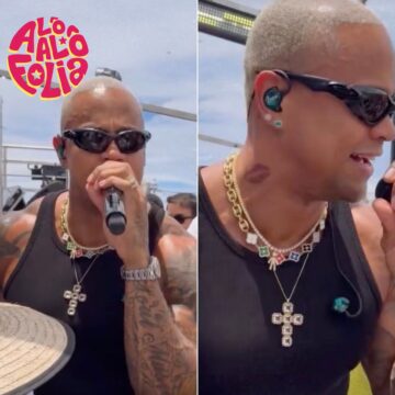 Léo Santana chega ao Arrastão da Quarta de Cinzas com a filha Liz; veja