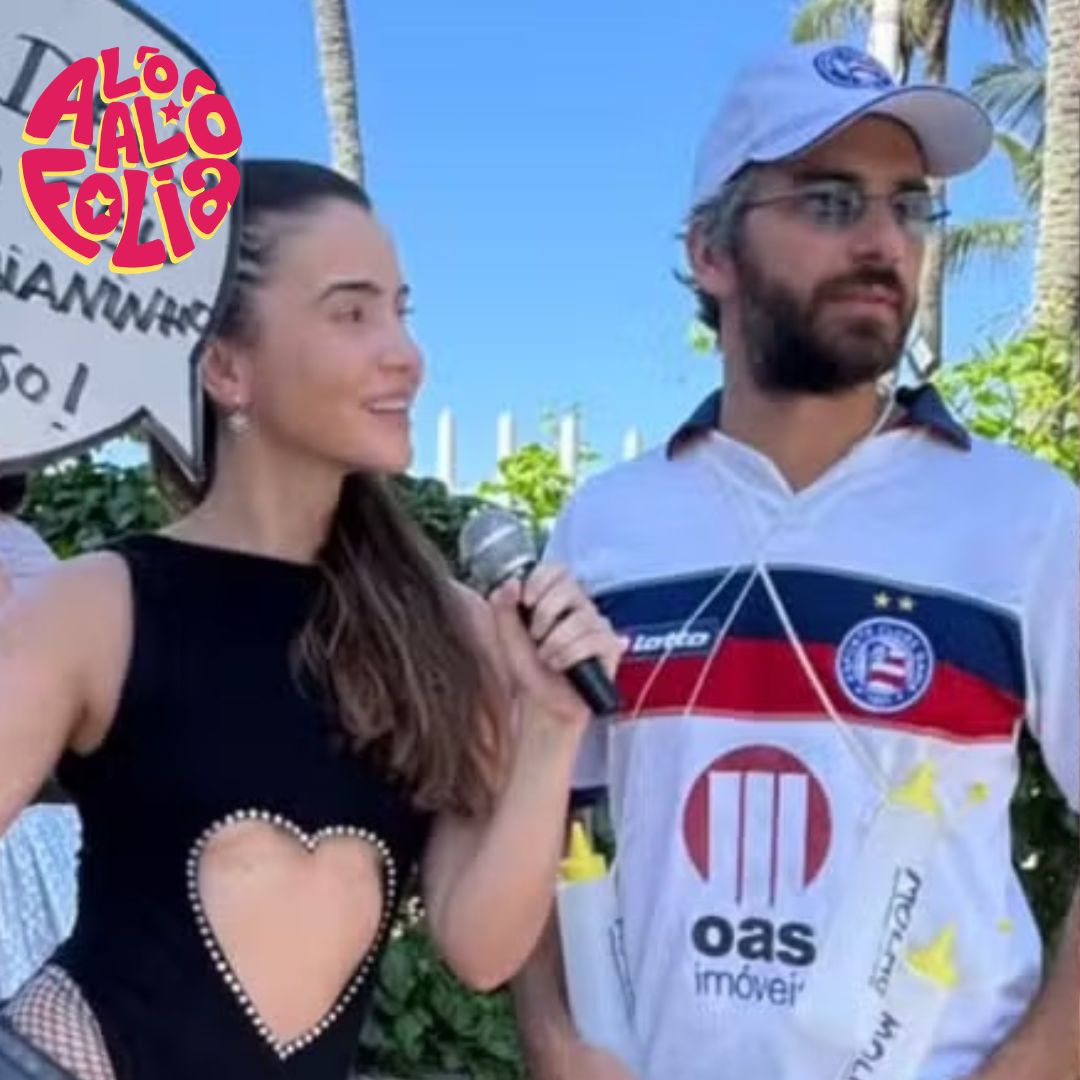 Trajado de Bahia, Hugo Moura curte folia com namorada: ‘Baianinho gostoso’