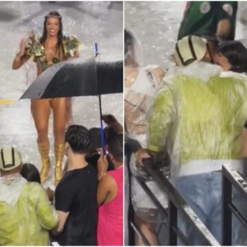 Fran Gil mostra primeira vez da filha Sol de Maria na Marquês de Sapucaí: “Com chuva”