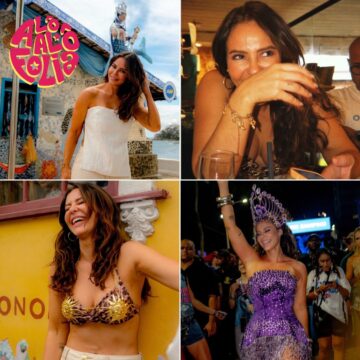 Paolla Oliveira vive dia intenso no Carnaval de Salvador com prece a Iemanjá, acarajé e trio