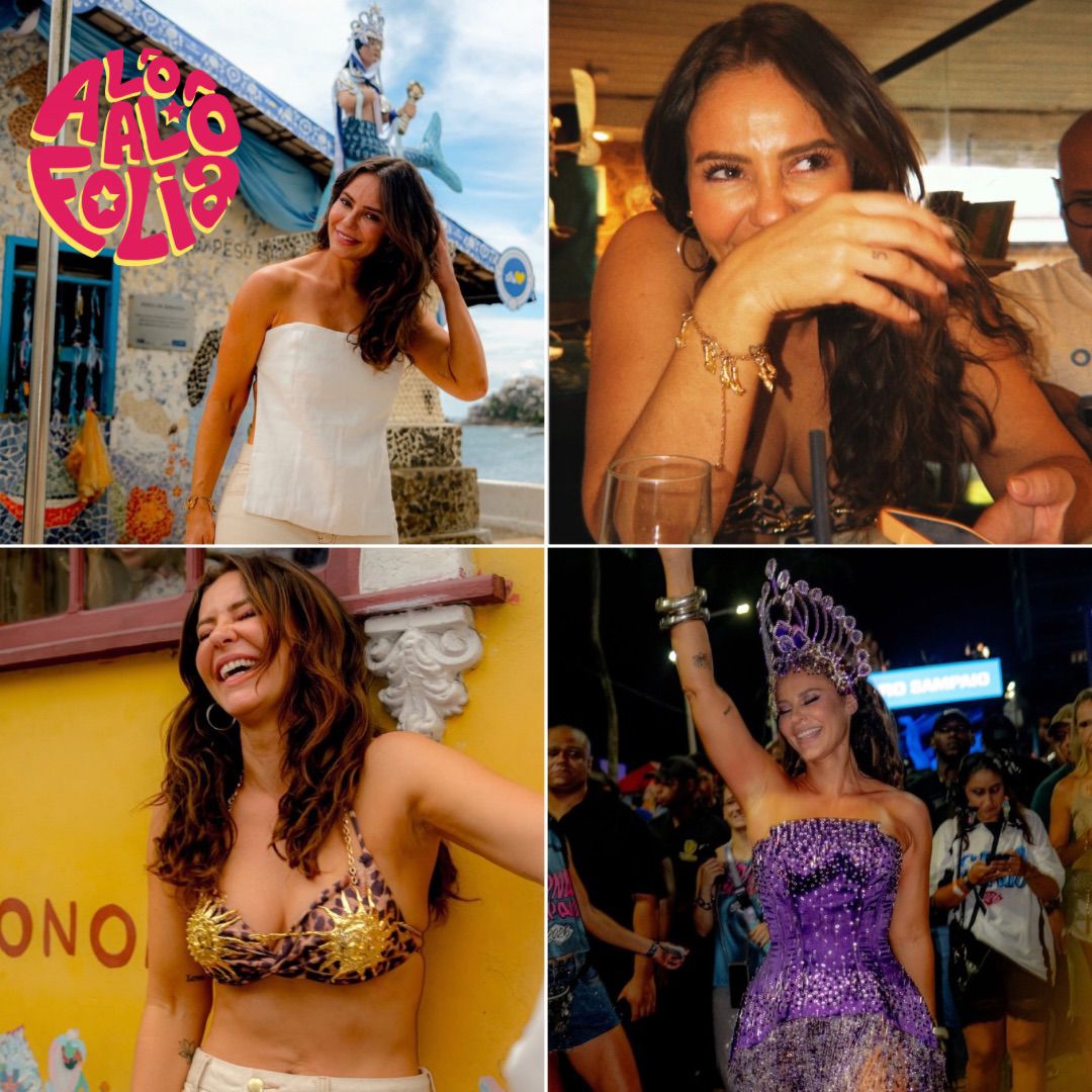 Paolla Oliveira vive dia intenso no Carnaval de Salvador com prece a Iemanjá, acarajé e trio