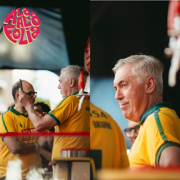 Carlo Ancelotti curte Carnaval de Salvador e é ovacionado após pedido de Léo Santana: “Chama Neymar”