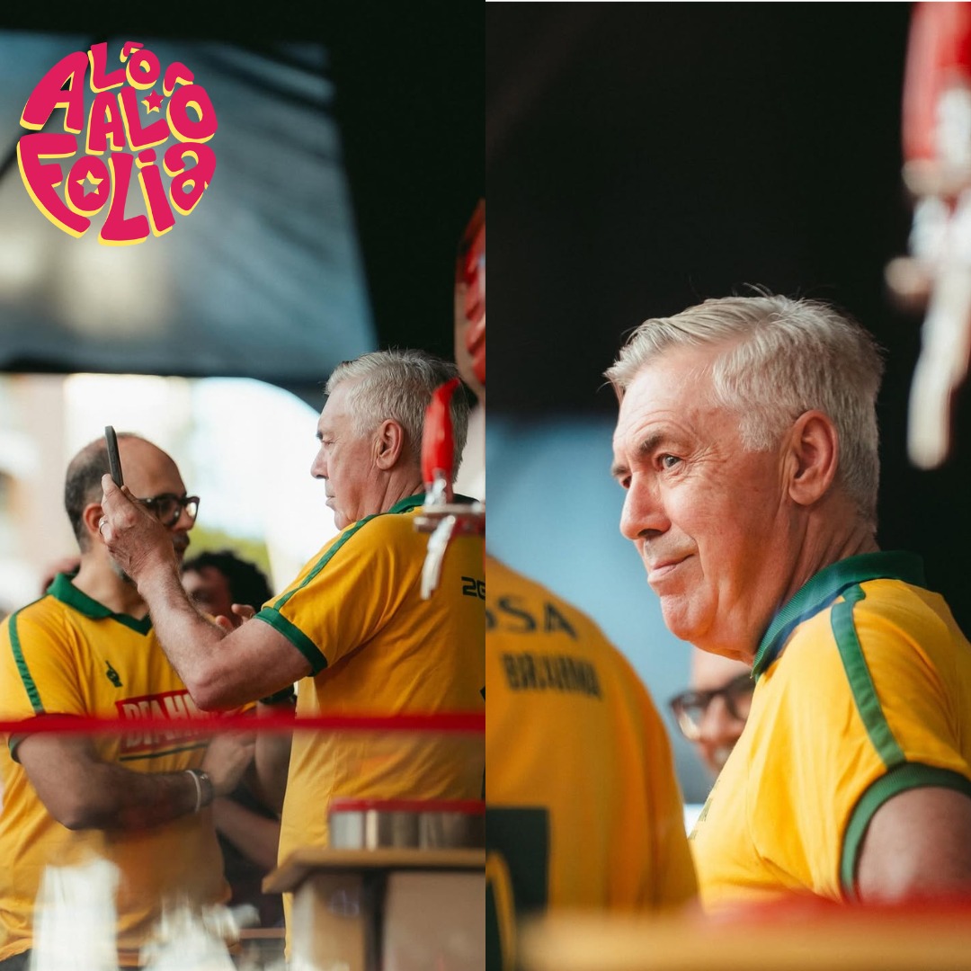 Carlo Ancelotti curte Carnaval de Salvador e é ovacionado após pedido de Léo Santana: “Chama Neymar”