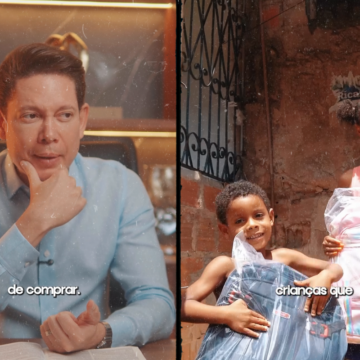 Bispo Bruno Leonardo doa materiais escolares para crianças em Salvador