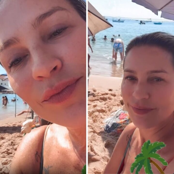 De férias em Salvador, Luana Piovani curte praia no Porto da Barra