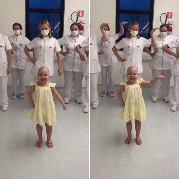 Em tratamento contra câncer, menina de 4 anos viraliza ao dançar com enfermeiras