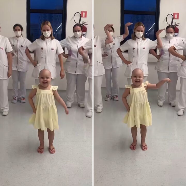 Em tratamento contra câncer, menina de 4 anos viraliza ao dançar com enfermeiras