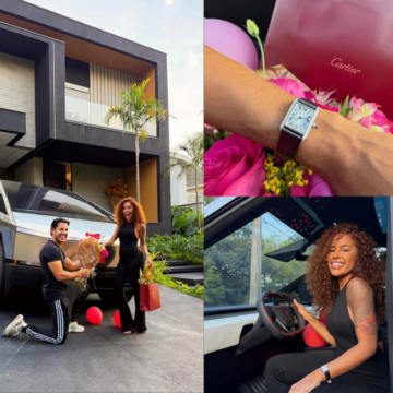 Sthefane Matos ganha surpresa de Kevi Jonny no 1º ano de casamento com carro e relógio de luxo