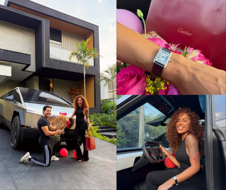 Sthefane Matos ganha surpresa de Kevi Jonny no 1º ano de casamento com carro e relógio de luxo