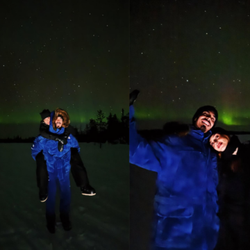 Giovanna Lancellotti viaja à Finlândia e posa com marido sob aurora boreal