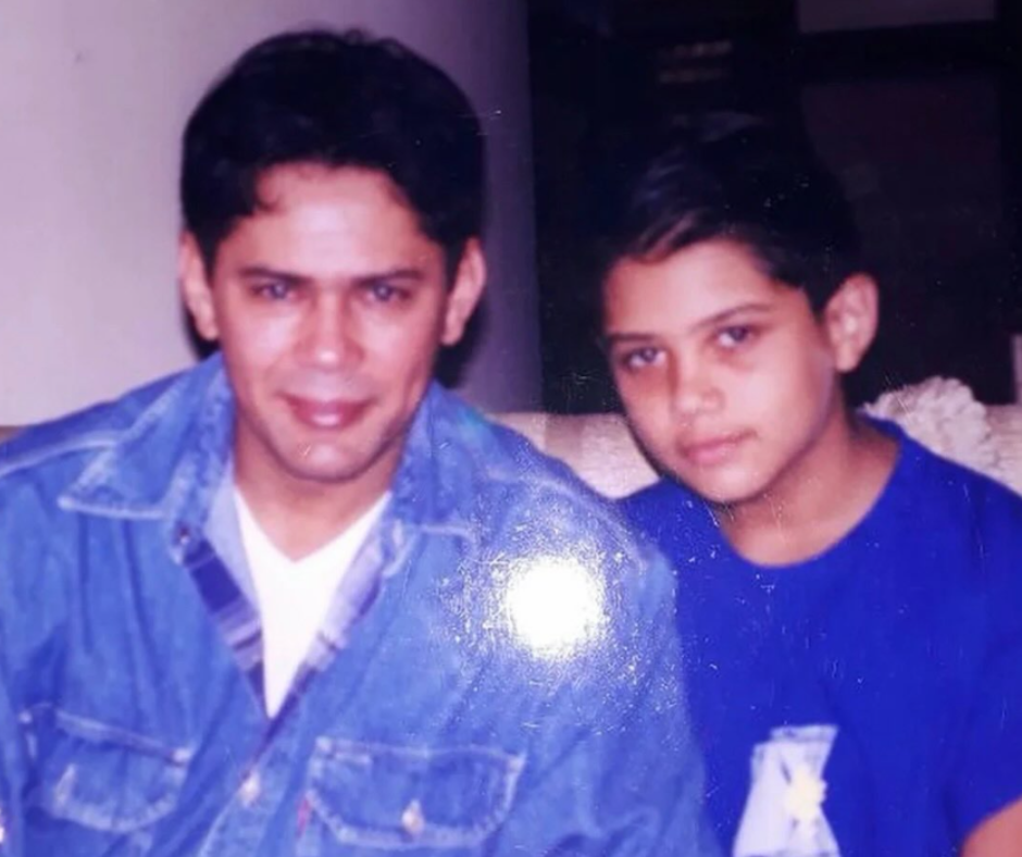 Filho de Leandro, da dupla com Leonardo, emociona ao publicar foto antiga com o pai: “Bob pai e bob filho”