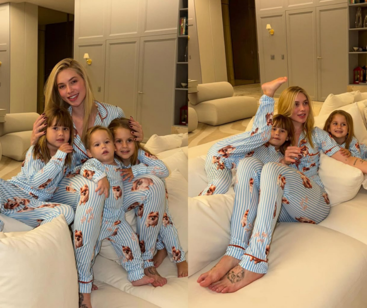 Virginia Fonseca posa com pijamas combinando com os filhos e cancela viagem a Madri