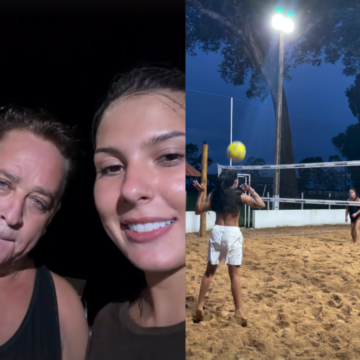 Ana Castela joga futevôlei com ex-sogro Leonardo e provoca cantor após vitória