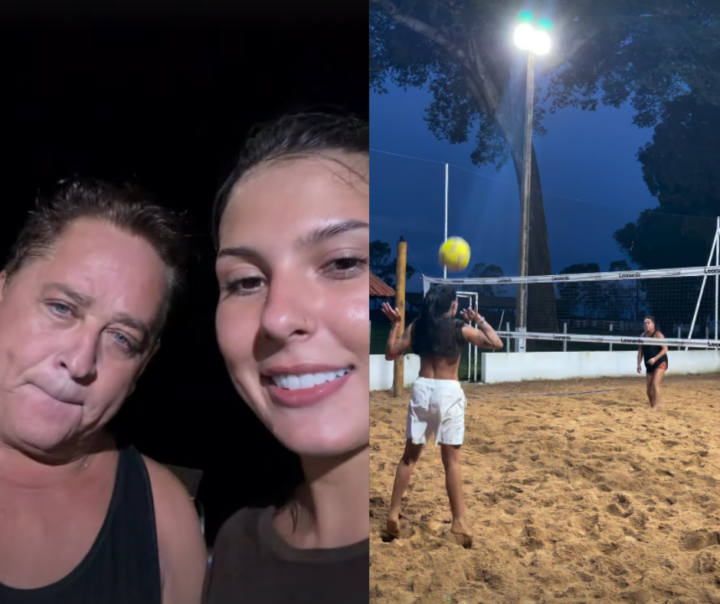 Ana Castela joga futevôlei com ex-sogro Leonardo e provoca cantor após vitória