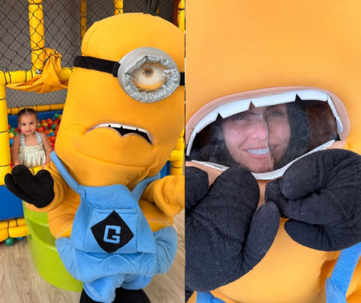 Amanda Kimberlly surge fantasiada de Minion em brincadeira com filha, fruto de relação com Neymar