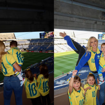 Virginia Fonseca leva filhos ao estádio pela 1ª vez e usa camisa 10 de Vini Jr.