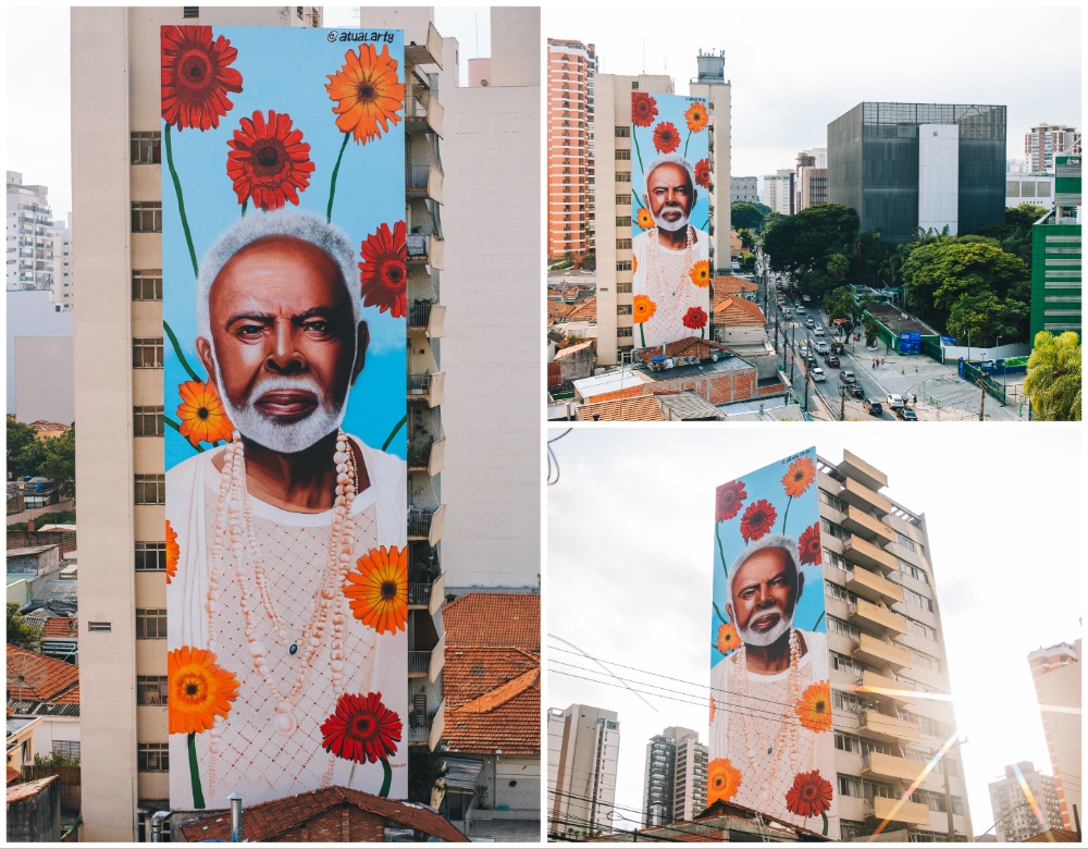 Tempo Rei: mural gigante em homenagem a Gilberto Gil é inaugurado em São Paulo