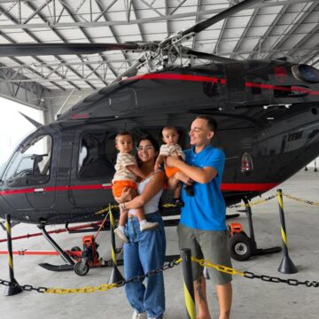 Ary Mirelle e João Gomes desembarcam com os filhos em Petrolina: “Trazendo Quim Quim pra conhecer”