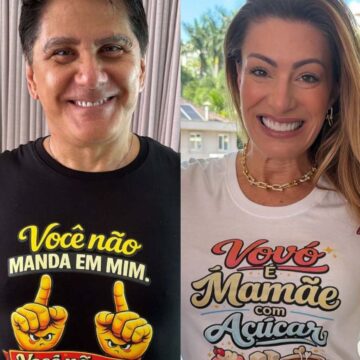 Elaine Mickely e César Filho usam look divertido em homenagem aos netos