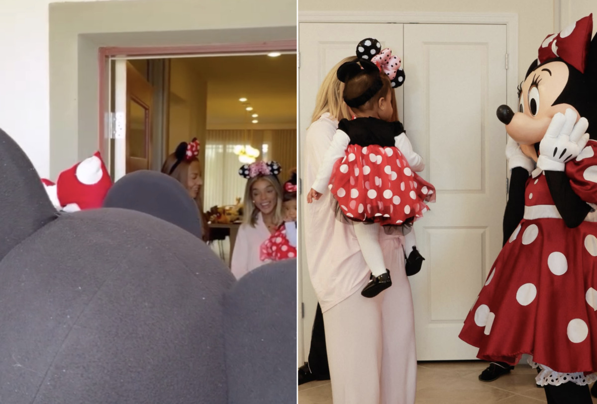 Filha de Brunna Gonçalves e Ludmilla encanta ao conhecer a Minnie e o Mickey pela primeira vez