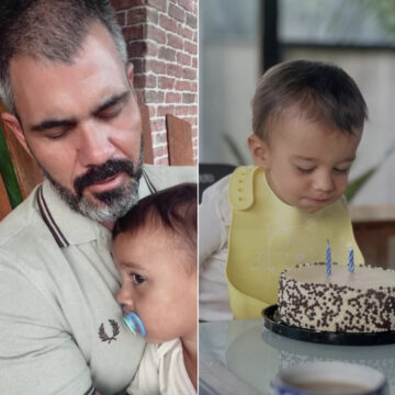 Juliano Cazarré celebra dois anos do filho com pedido especial