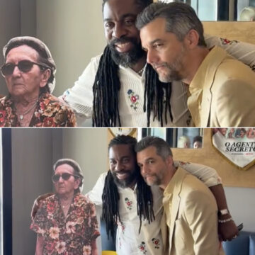 Wagner Moura e Lázaro Ramos homenageiam Tânia Maria antes da cerimônia do Oscar