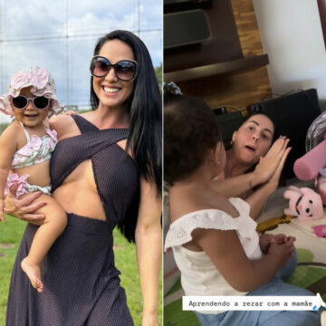 Graciele Lacerda encanta ao mostrar filha Clara aprendendo a rezar; veja