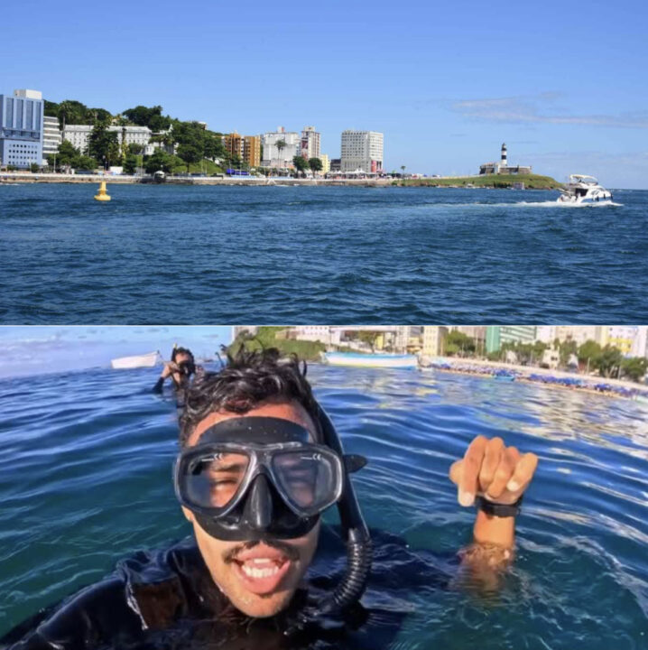 Mergulhador chama a atenção ao mostrar belezas e encantos do Porto da Barra; veja