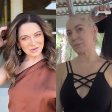 Em tratamento contra doença autoimune, mãe de Lucas Lucco raspa a cabeça: ‘Dessa vez foi diferente’