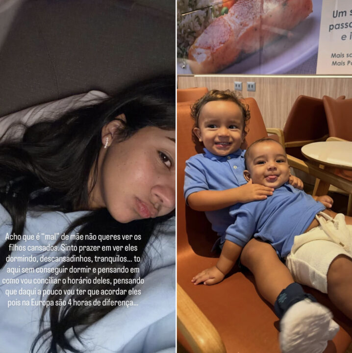 Ary Mirelle embarca para Europa com Jorge e Joaquim, seus filhos com João Gomes