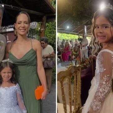 Filha caçula de Maurício Mattar rouba a cena ao entrar como dama de honra em casamento: ‘Foi lindo’