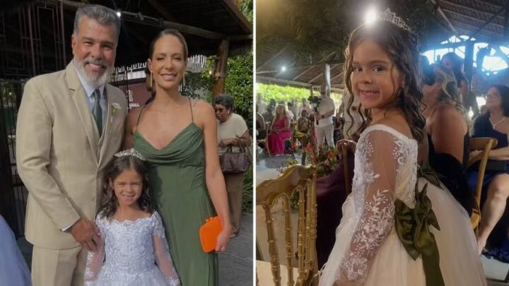 Filha caçula de Maurício Mattar rouba a cena ao entrar como dama de honra em casamento: ‘Foi lindo’
