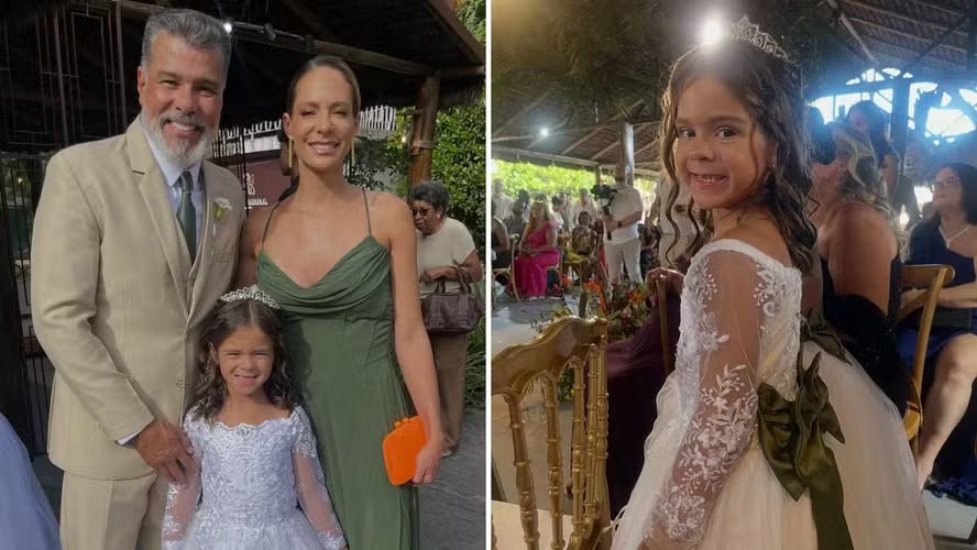 Filha caçula de Maurício Mattar rouba a cena ao entrar como dama de honra em casamento: ‘Foi lindo’