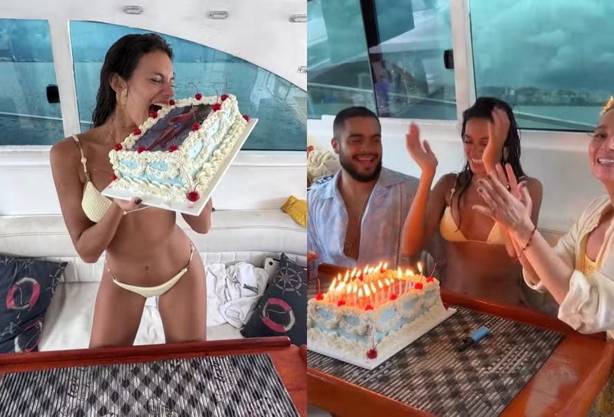 Alane Dias comemora aniversário com passeio de barco ao lado de Fran Gil