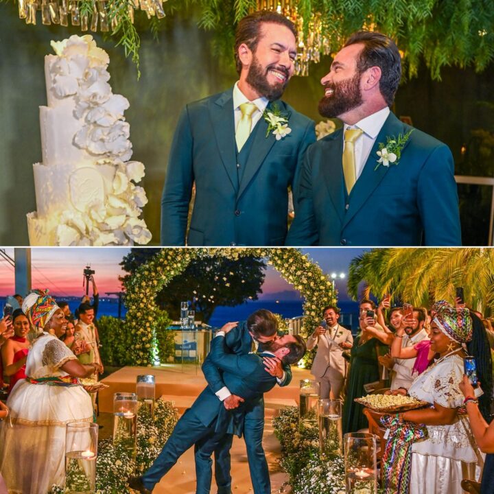 Arquiteto Renei Freitas e empresário Éder Valadão celebram casamento ao pôr do sol em Salvador; veja fotos